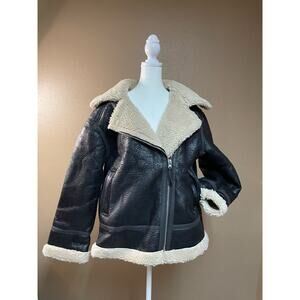 AE American Eagle NWT Oversized Vegan Shearling Moto Jacket Women’s Large